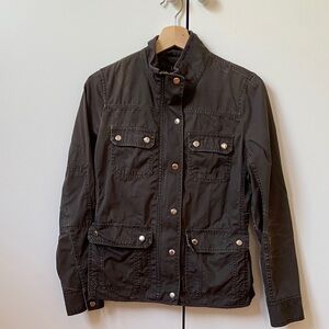 Relaxed Boyfriend Field Jacket with Gold Hardware | Size XS | Dark Grey